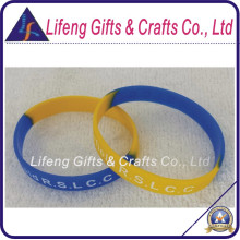 Kundenspezifisches blaues u. Gelbes Debossed Firmenzeichen-Silikon-Handgelenkband
